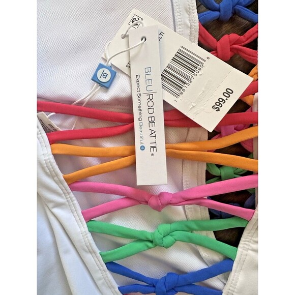 Bleu by Rod Beattie Women's Core-Lace-Down Mio One-Piece Swimsuit White Multi 10 - Picture 8 of 9